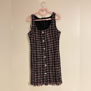 Pink and black tweed dress